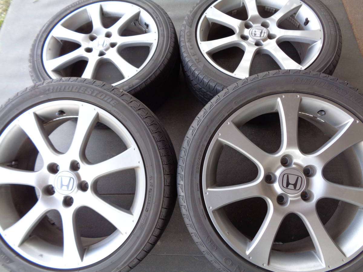 D814　夏 BS REGNO 225/45R18+ホンダ純正アルミ付　114.3-5H　18×7J　55　ENKEI　中古4本セット