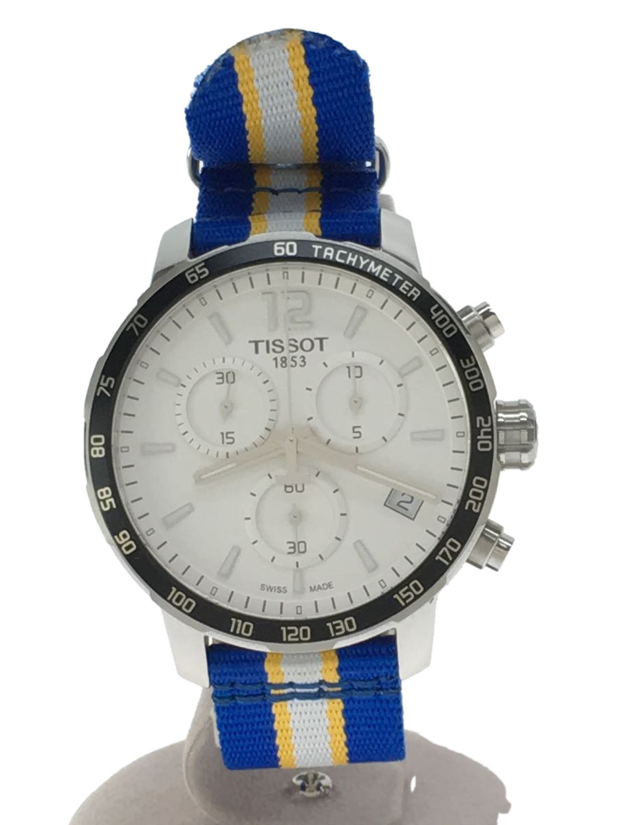 TISSOT◆Quickster Chronograph/T095417/クォーツ腕時計/アナログ/キャンバス/WHT//クロノグラフ クィックスター