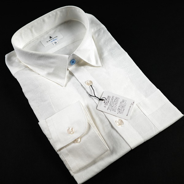 新品同様■LANVIN en Blue ランバン オン ブルー■ホワイト■ドレスシャツ■定価30，800円■ジョイックス