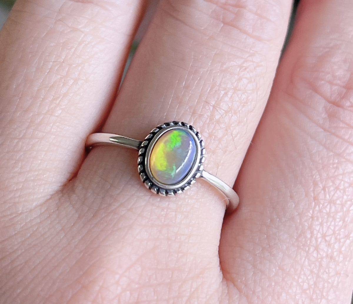 天然石 シルバーオパール s925 リング（番号A2590）