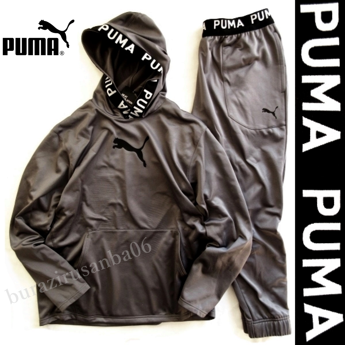 未使用◆PUMA プーマ 裏フリース warmCELL ジャージ 上下 パワーフリース フーディー ジョガーパンツ セットアップ メンズ US/M 日本L