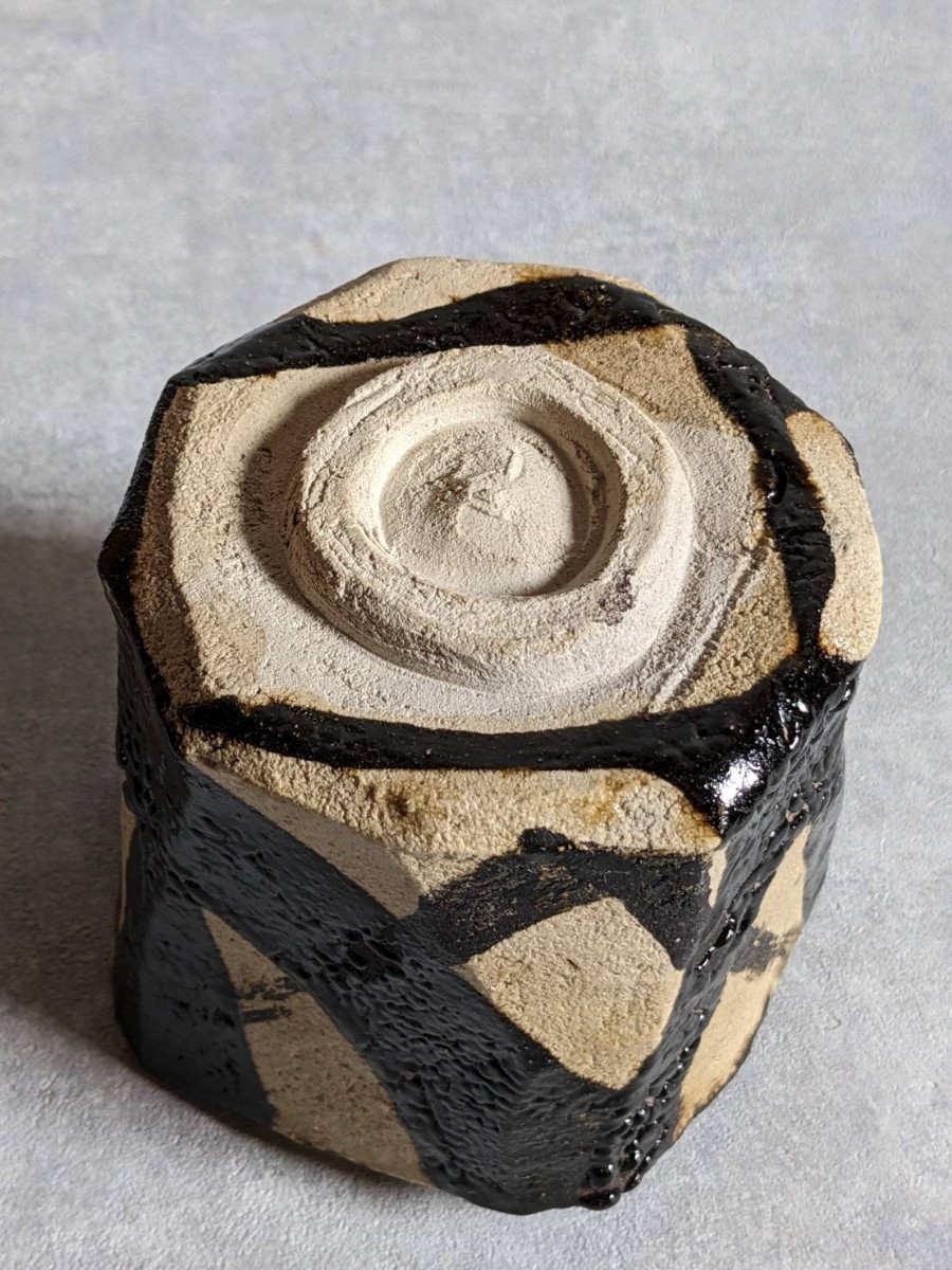 陶芸家 岡部嶺男 粉引 塩筍茶碗 茶盌 抹茶碗 岡部美喜識箱 加藤唐九郎