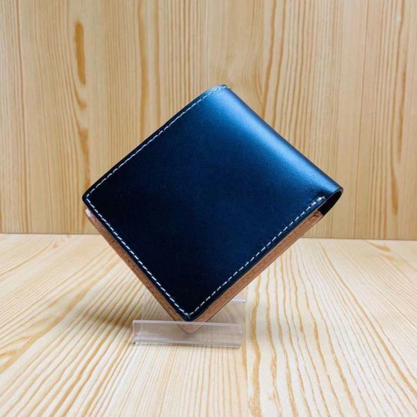 【浅草革具】イタリアンレザー メンズ 財布 長財布 二つ折り財布 牛革 ヌメ革 1円 ハンドメイド コインケース カード入れ 黒