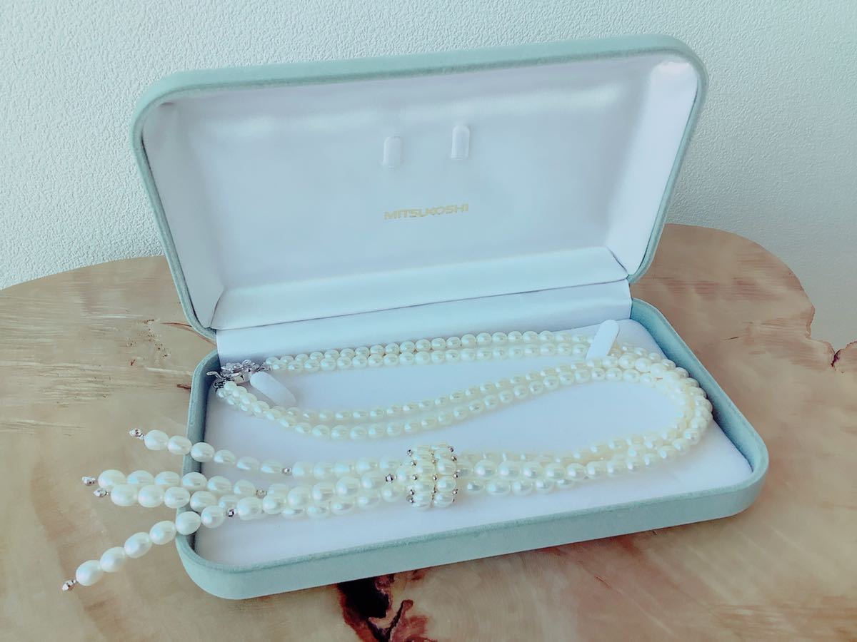 【三越購入品】豪華　本真珠パール　デザインネックレス　パールネックレス　SILVER刻印　アンティーク/ヴィンテージ