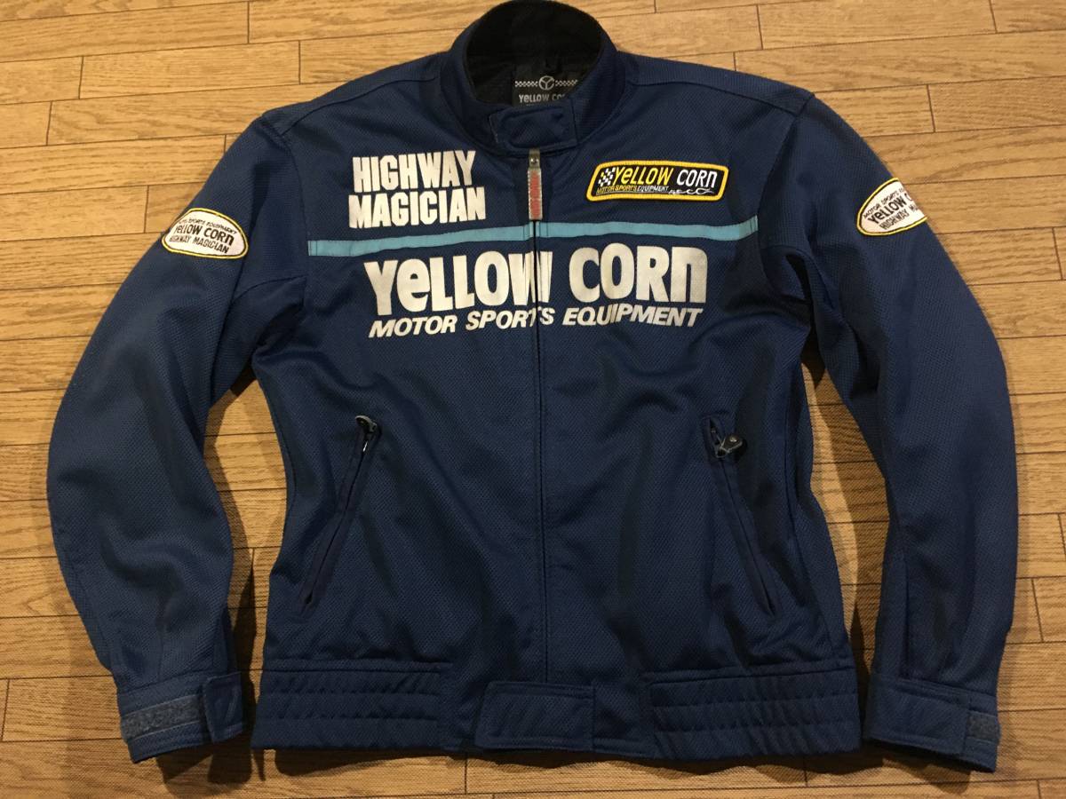 YELLOW CORN ライディングジャケット ネイビー YELLOW CORN ナイロンメッシュライディングJKT ネイビー色 Lサイズ