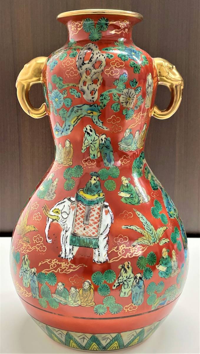九谷焼 九谷木米 青木木米 色絵金彩 花瓶 壺 九谷木米手 建