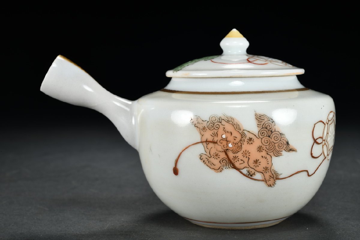 | 和座の蔵 おしゃれ ◆鶴鳴堂◆九谷焼 加賀九谷 煎茶器 急須 湯呑み 茶碗五客 時代箱付き 茶道具 古董品 古美術0311-78　壺12ｘ10.5ｘ8㎝