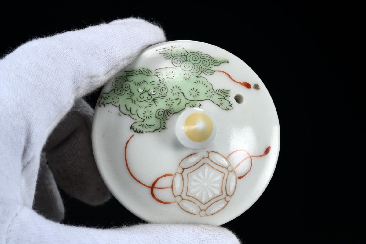 | 和座の蔵 おしゃれ ◆鶴鳴堂◆九谷焼 加賀九谷 煎茶器 急須 湯呑み 茶碗五客 時代箱付き 茶道具 古董品 古美術0311-78　壺12ｘ10.5ｘ8㎝