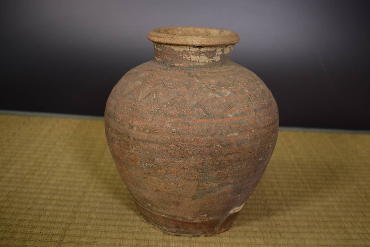 小壺 信楽 和(5848) 時代波状文壺 古備前 時代古作 – 「古信楽 -