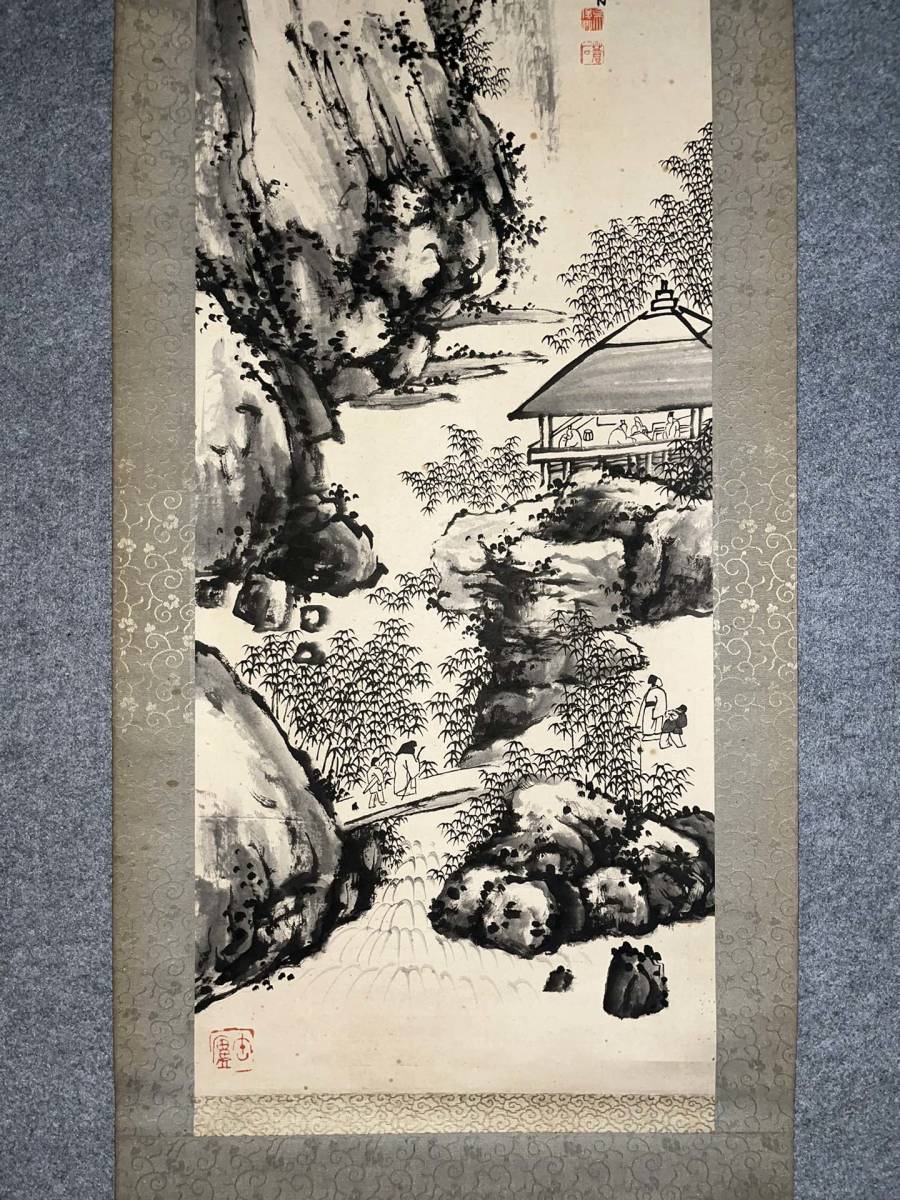 ZW0000620 中国画 古美術 呉昌碩竹林七賢図 掛け軸 真筆逸品 肉筆保証