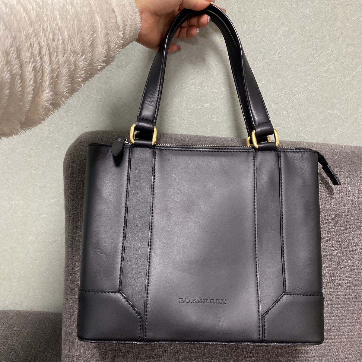 美品 BURBERRY バーバリー ノバチェック ブラック トートバッグ 