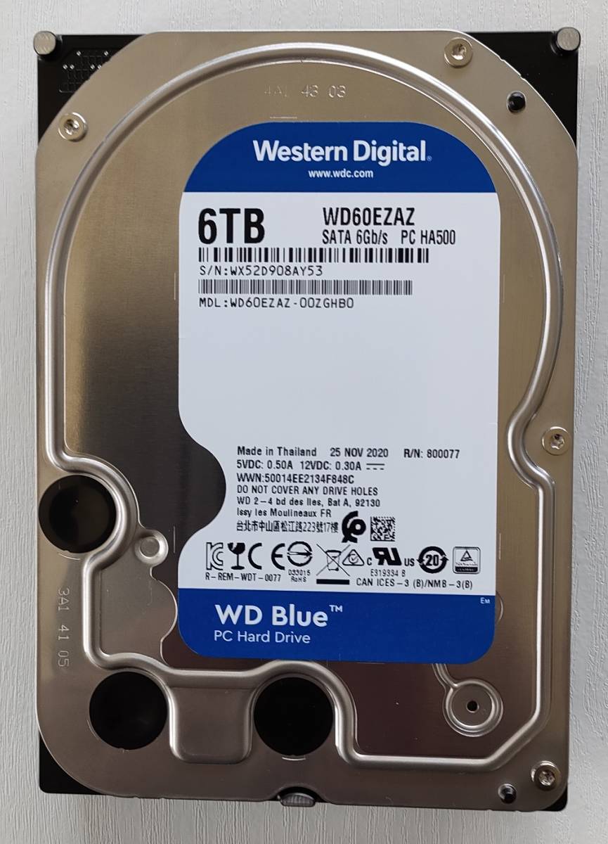 WD60EZAZ 使用時間496時間 Western Digital HDD 6TB WD Blue PC 3.5 WD