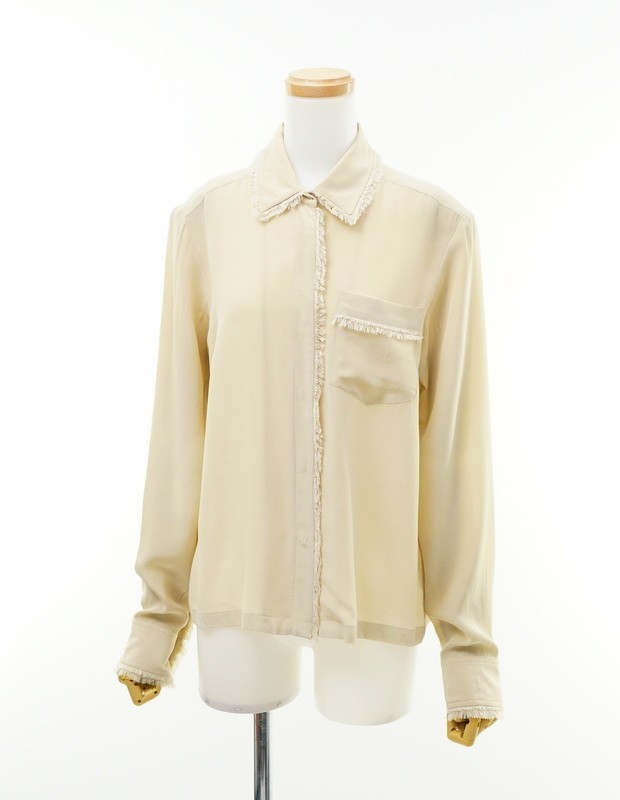 GN1856〇ドリス ヴァンノッテン/Dries Van Noten*シルク100％*とろみ*フリンジ*ブラウス*シャツ*サイズ36*ベージュ ヴァン ドリス Van さらばドリス。 ノッテン、デザイナーのドリスが6月末で退任へ バイヤーからも惜しむ声が続々と
