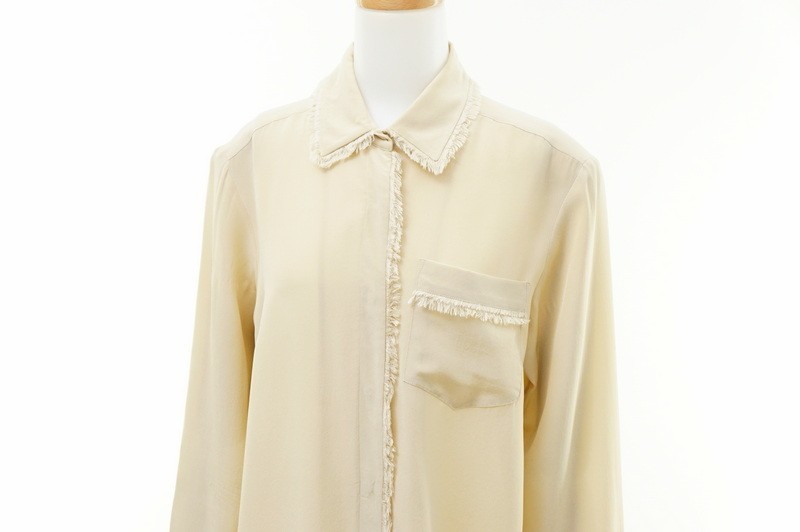 GN1856〇ドリス ヴァンノッテン/Dries Van Noten*シルク100％*とろみ*フリンジ*ブラウス*シャツ*サイズ36*ベージュ ヴァン ドリス Van さらばドリス。 ノッテン、デザイナーのドリスが6月末で退任へ バイヤーからも惜しむ声が続々と