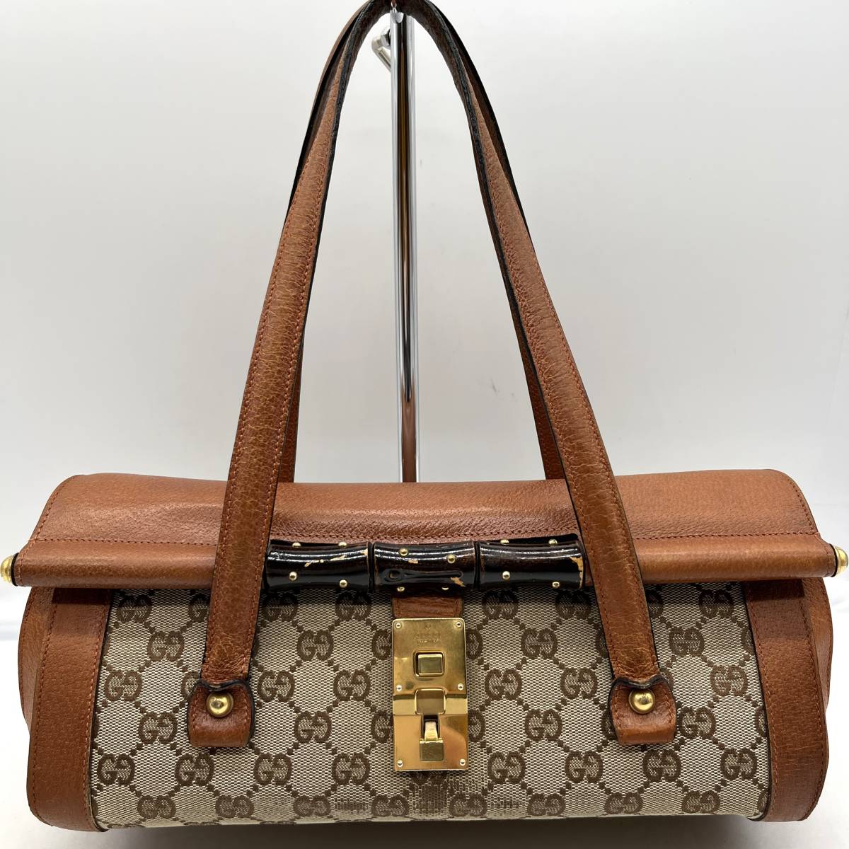 1円 GUCCI バンブー グッチ GG ハンドバッグ 114993 キャンバス 肩掛け