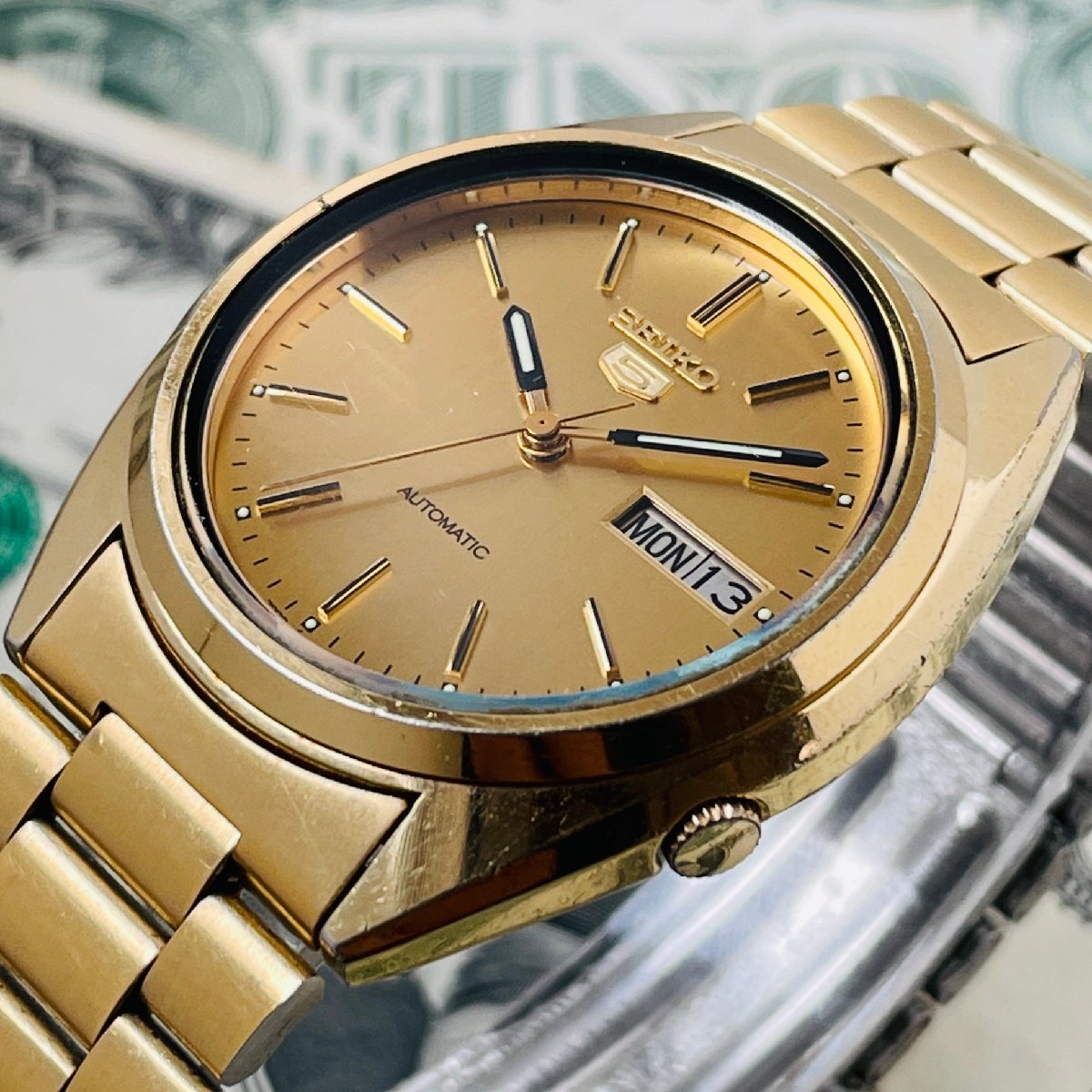 1円スタート【ジャンク】セイコー ファイブSEIKO 5デイデイト7009-3040