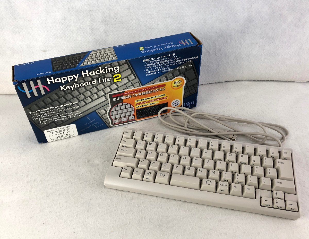 ★ジャンク品★日本語配列キーボード Happy Hacking Keyboard Lite2 PD-KB220W/U かな無刻印 USB（白） 株式会社PFU