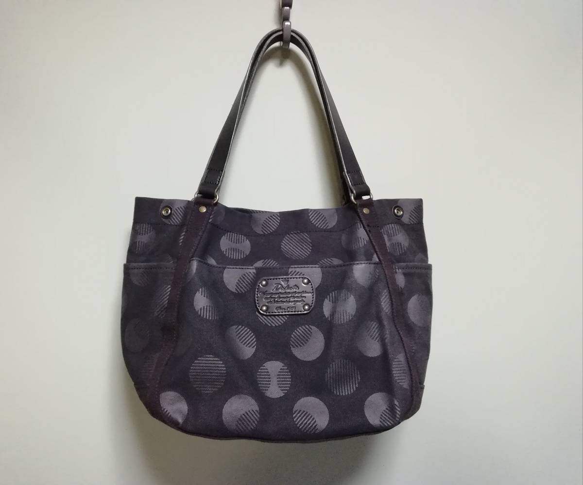 『Dakota』ダコタ・ピット《ドット柄帆布×レザー・トートバッグ 