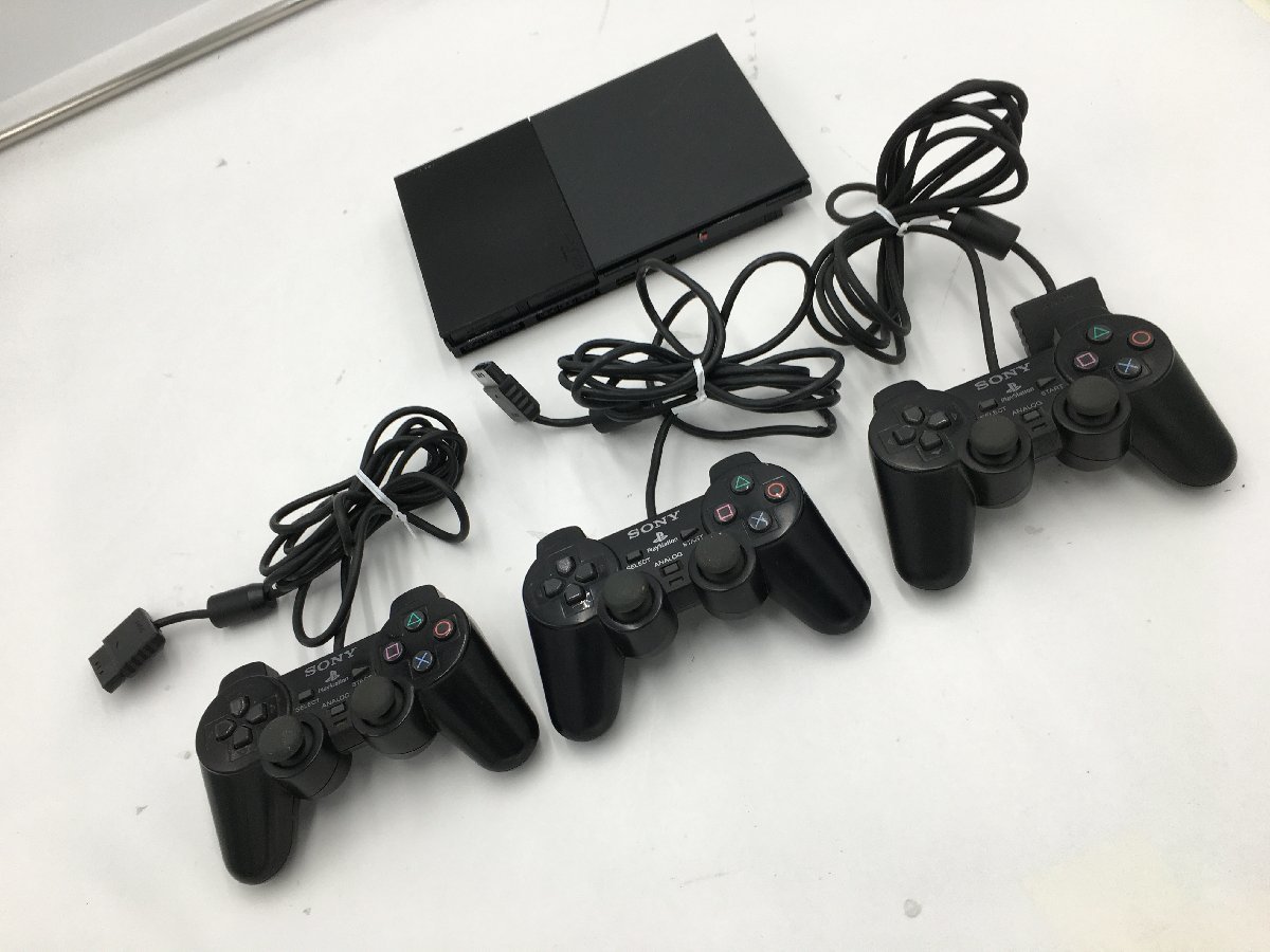 ♪▲【SONY ソニー】PS2 本体 1点/コントローラー3点 計4点セット SCPH-90000 他 まとめ売り 0410 2