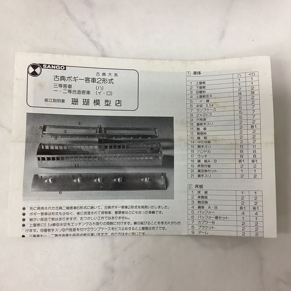 1円〜 珊瑚模型 古典大系 HOゲージ 古典ボギー客車2形式 一・