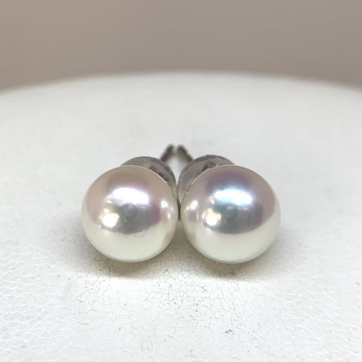 K14WG アコヤパール　ピアス　本真珠 K14WGアコヤ本真珠ピアス］a 重量約1.6g 約7.5mm珠 パール pearl