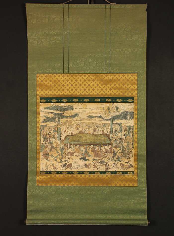 版画】【一灯】nb7575〈勝川春山〉仏画 涅槃図 中国画 木版 木版画