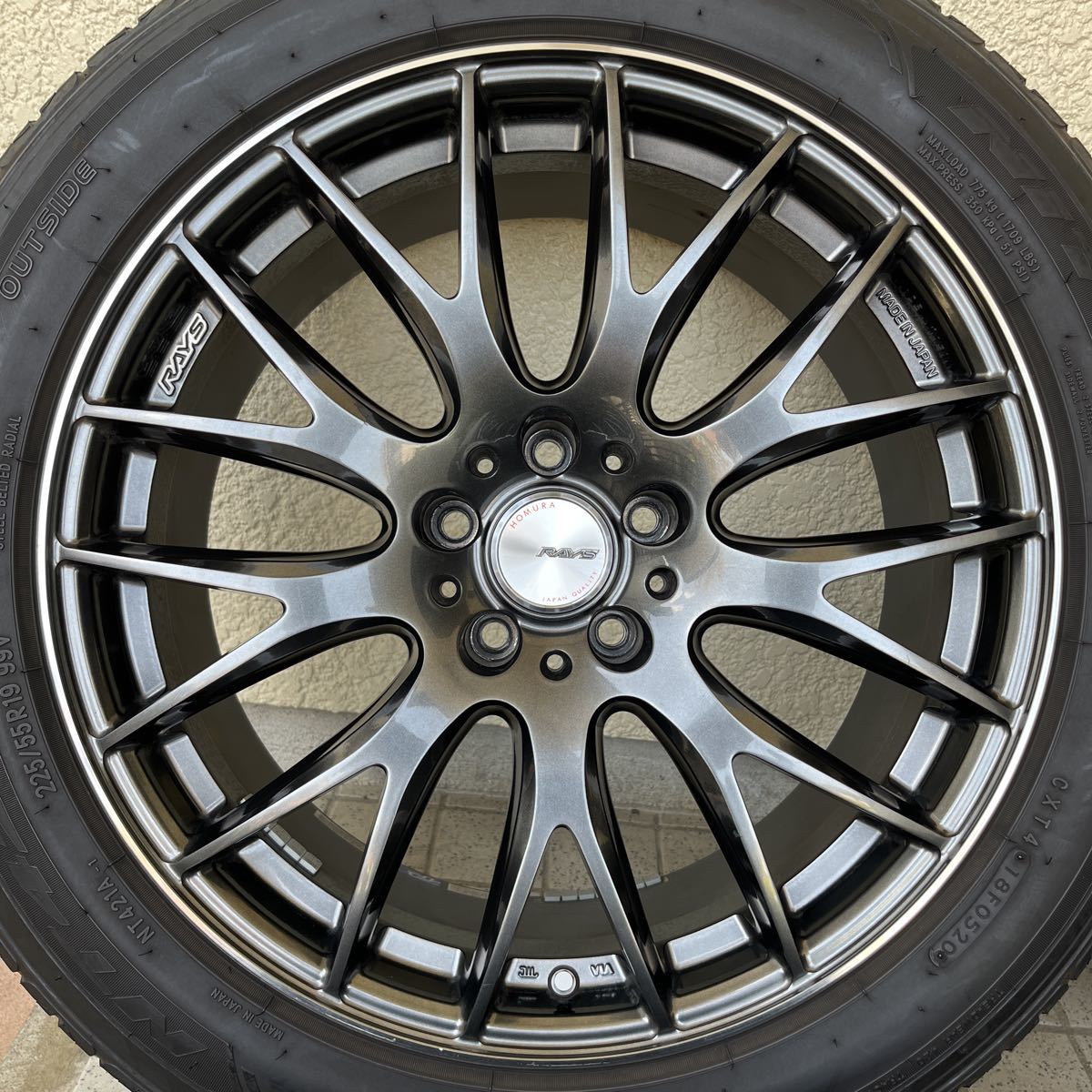美品 RAYS HOMURA 2×9 225/55R19 19×8J +38 5H PCD114.3 レクサス NX