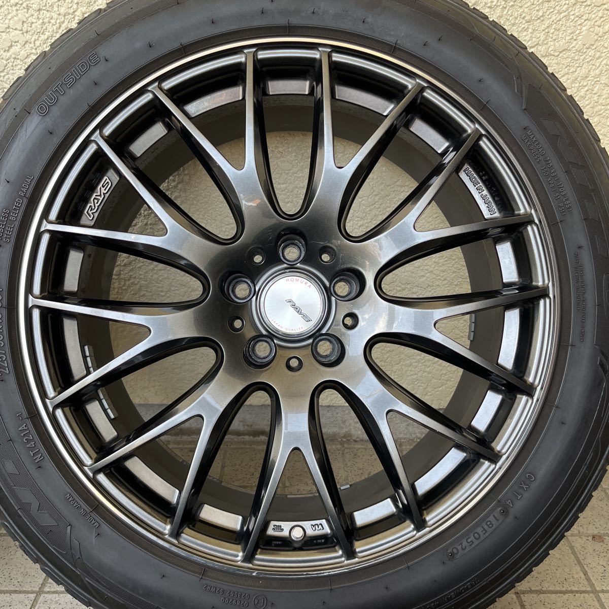 Rays HOMURA 8J 19 +38 225/55R 19 ハリアー 美品 RAYS HOMURA 2×9 225/55R19 19×8J +38 5H PCD114.3 レクサス NX