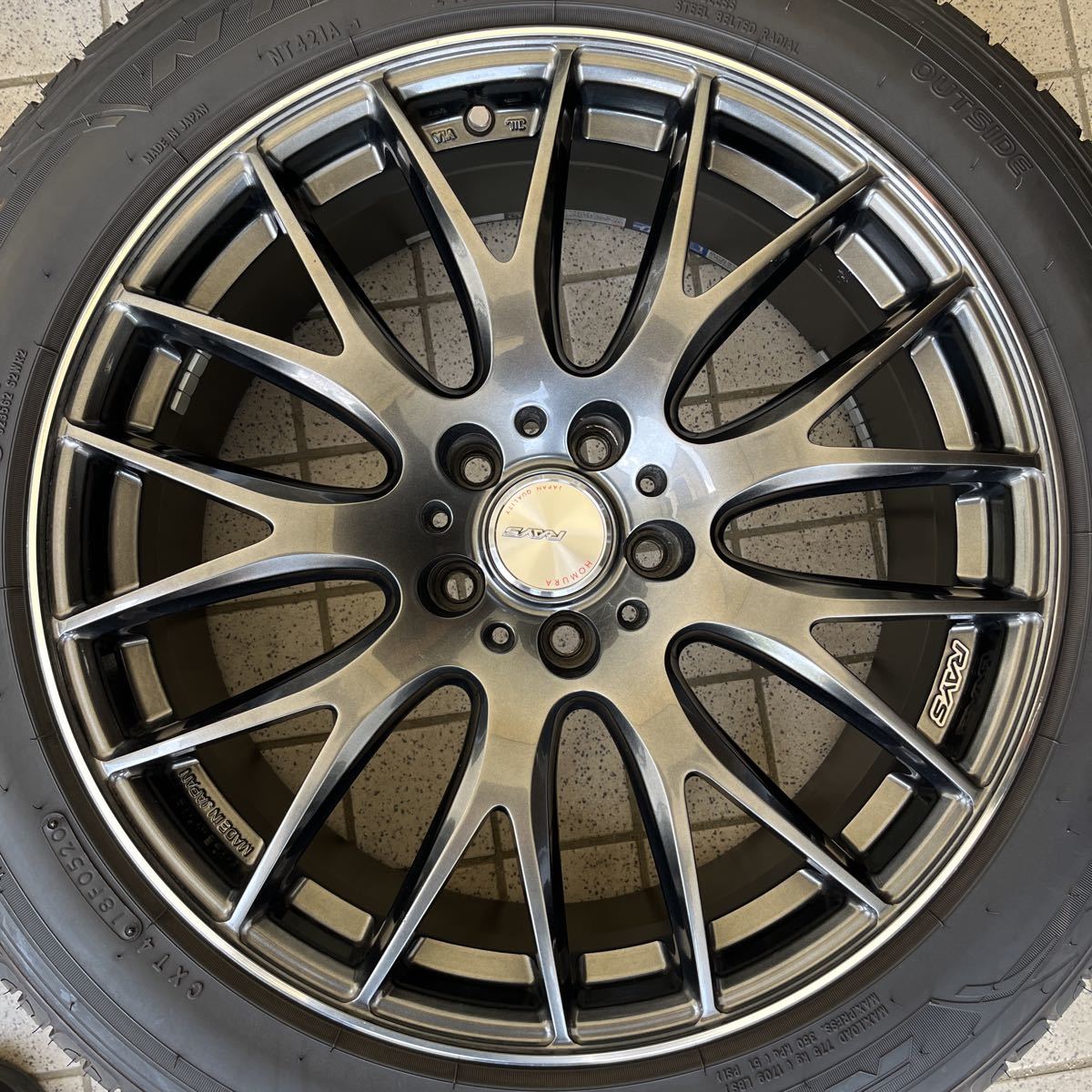 Rays HOMURA 8J 19 +38 225/55R 19 ハリアー 美品 RAYS HOMURA 2×9 225/55R19 19×8J +38 5H PCD114.3 レクサス NX
