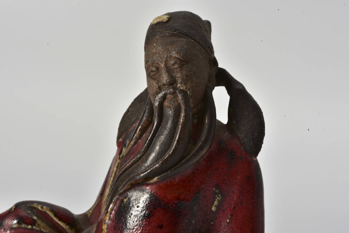 001 中国美術 中国古玩 色絵陶人形 高さ34cm 置物 オブジェ 古董品 石湾窯 置物 中国美術 唐 奇博物館級 2026年 中国美術 時代 石
