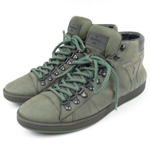 63114★1円スタート★LOUIS VUITTON ルイヴィトン 綺麗 靴 LVエンボス ハーフカット シューズ 7 1/2 26.5cm スニーカー レザー メンズ