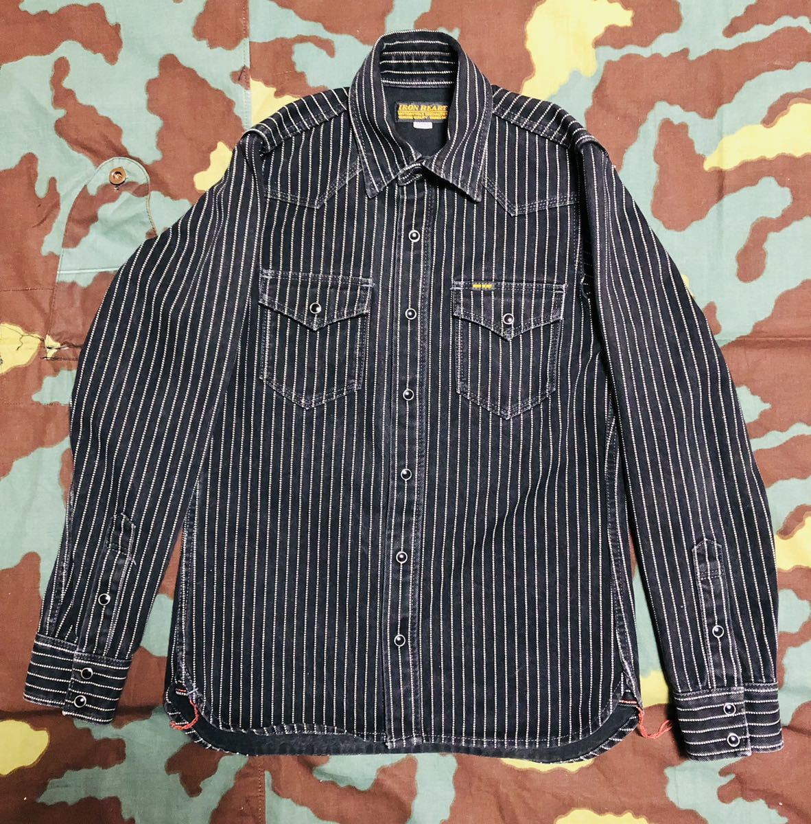IRON HEART 裏キルティング ストライプ シャツジャケット S アイアン