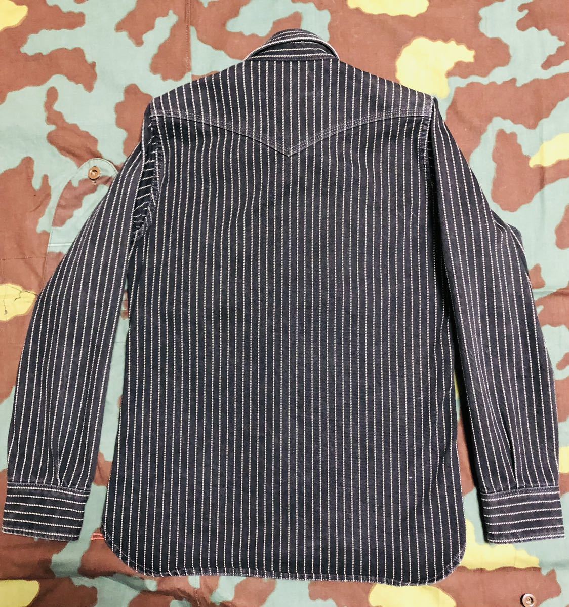 IRON HEART 裏キルティング ストライプ シャツジャケット S アイアン