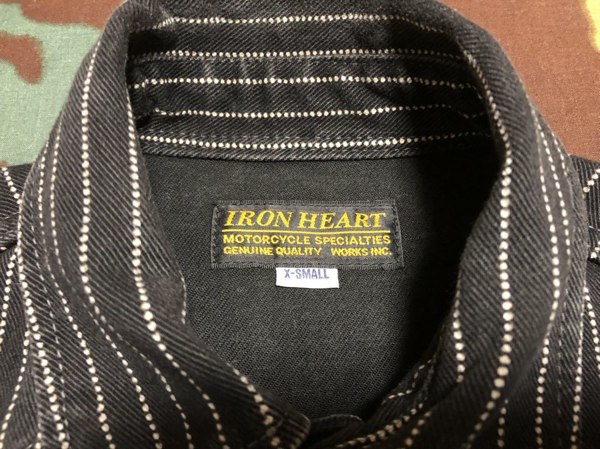IRON HEART 裏キルティング ストライプ シャツジャケット S アイアン