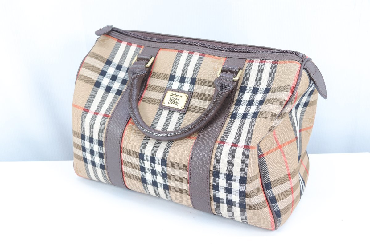 BURBERRYS バーバリー ノバチェック シャドーホース ハンドバッグ ミニボストンバッグ レザー キャンバス 2321-K