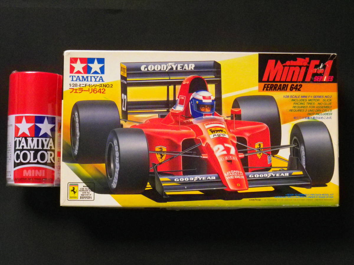 タミヤ 1/28 ミニF フェラーリ 642 ボディ未塗装品 未使用ステッカー 