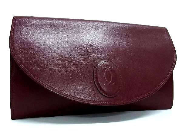 1円 ■極美品■ Cartier カルティエ マストライン レザー クラッチバッグ セカンドバッグ メンズ レディース ボルドー系 CA6850