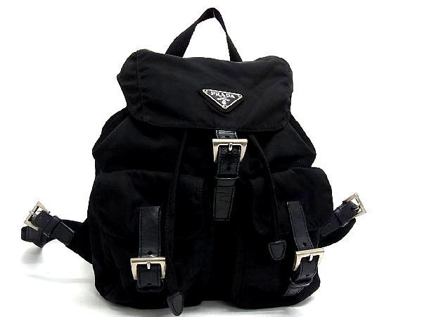 1円 PRADA プラダ テスートナイロン 巾着型 リュックサック バックパック デイパック レディース メンズ ブラック系 AK3848