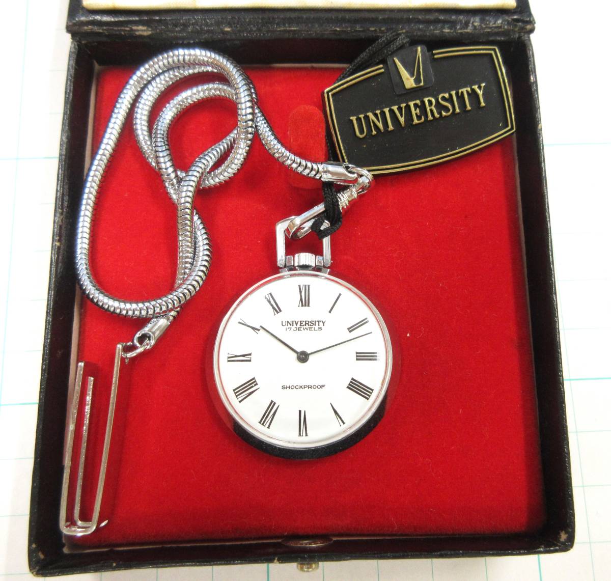 UNIVWRSITY 懐中時計 稼働品 手巻き機械式 箱付き 中古品 懐中時計 