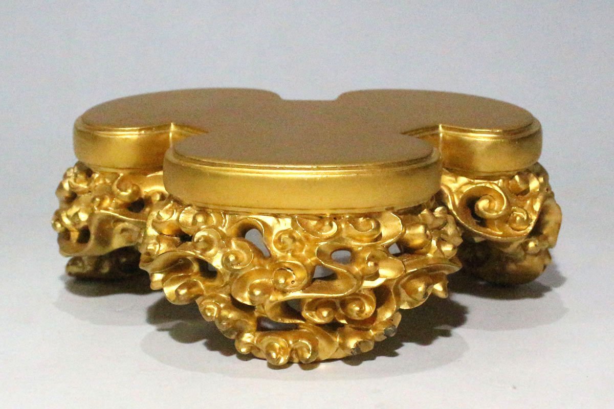 京仏具 Yahoo!オークション 総本金箔押 三方造上卓 時代市場 - 御本山 