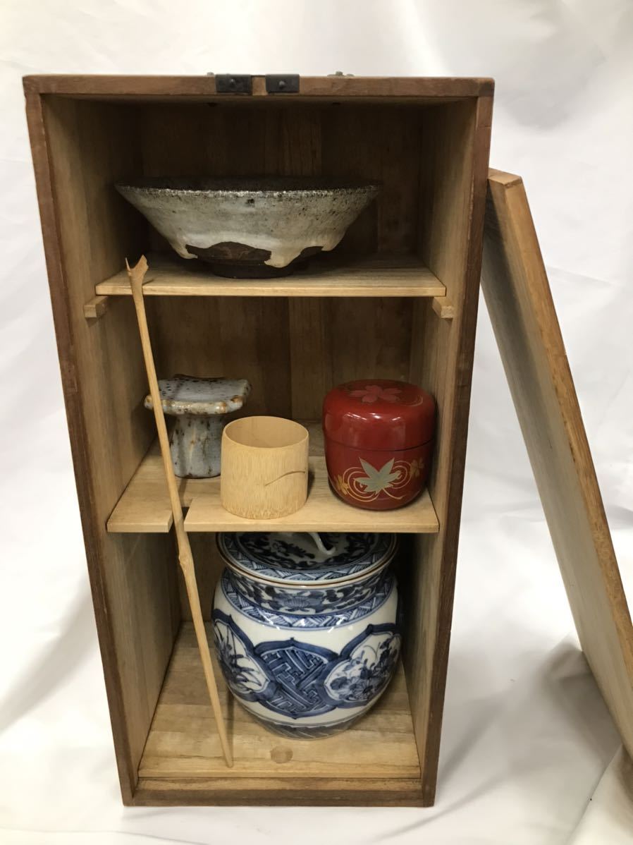 骨董品 道具一式 茶道具 茶箱 陶器 茶道具セット 