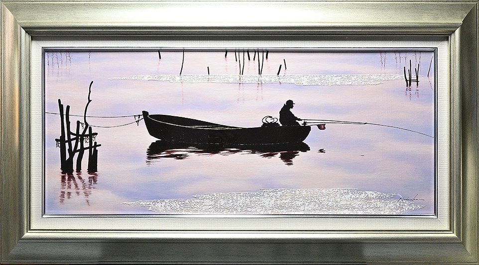 里中 游「憩いの時」 油彩 サイン入 WF6号 額装 y042605 】油絵 風景画