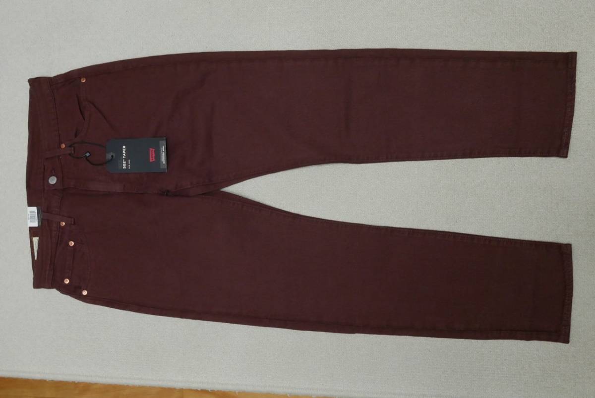 新品リーバイス29507-1205 W32 502 レギュラーテーパード ブラウン(海老茶色) カラーストレッチデニム BIG-E