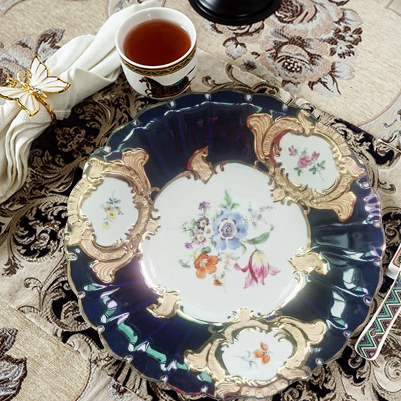 Meissen マイセン 手作り プレート 洋食器 グランツゴールド レリーフ