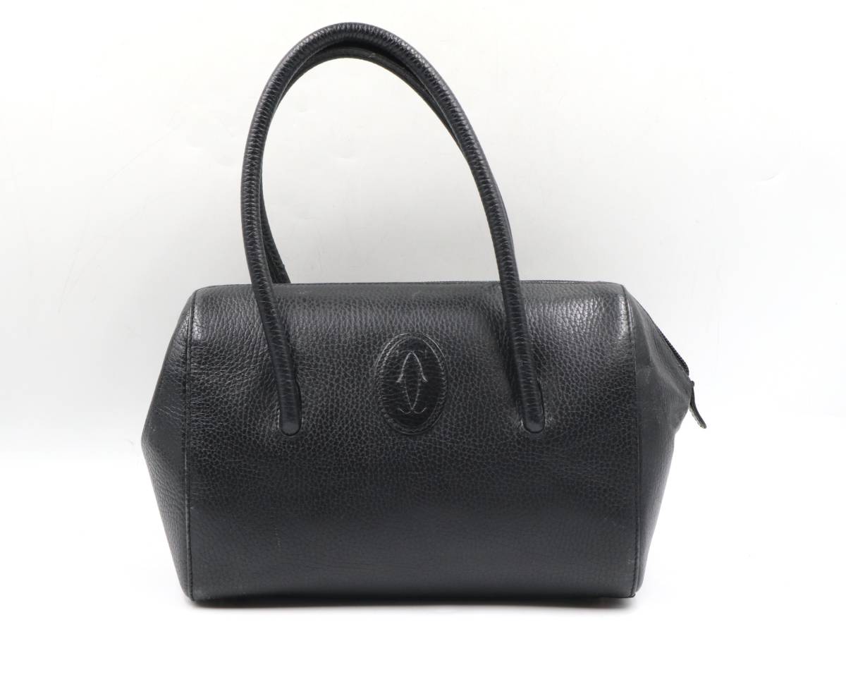 ★Cartier カルティエ マストライン レザー ハンドバッグ ミニボストンバッグ 手提げかばん 手持ち レディース ブラック系 保存袋付