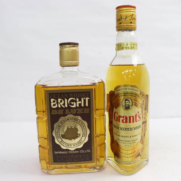 【2本セット】ウイスキー各種（山楽オーシャン ブライト デラックス 42％ 720ml 等）※オリ有 X23D240165