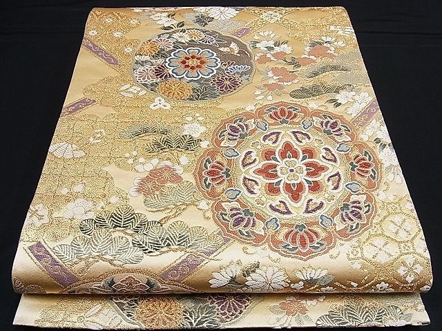 着物屋こころ□六通柄袋帯 鳳凰花文 金糸 正絹 逸品 未使用 B-jd2331