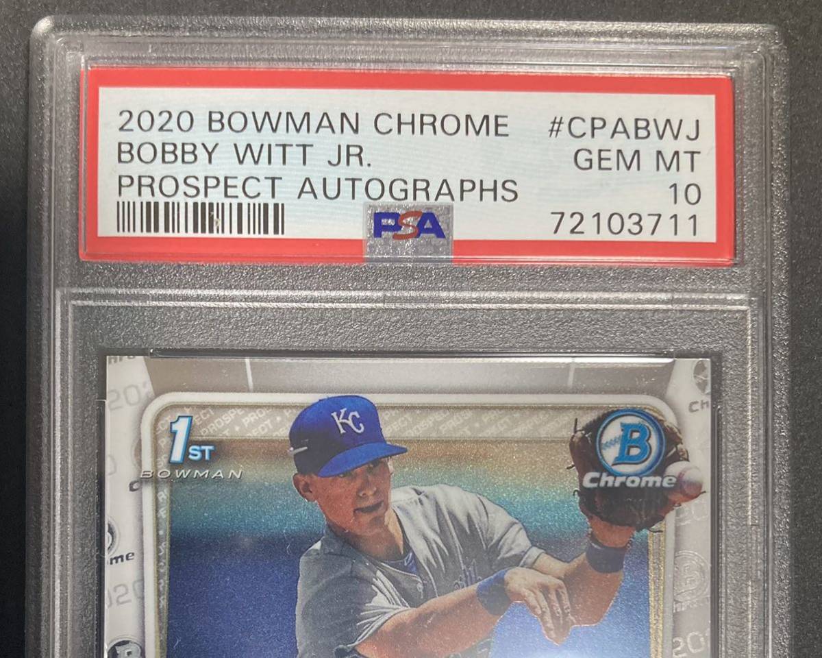 PSA10! 2020 Bowman Chrome Prospect Autographs #CPA-BWJ Bobby Witt 