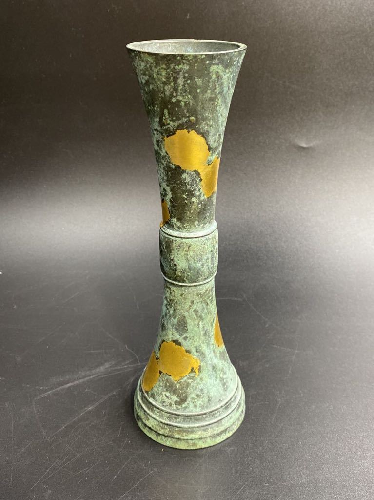 ヘ21/時代 花器 初代 秦蔵六 蔵六造 古銅 花入 高さ