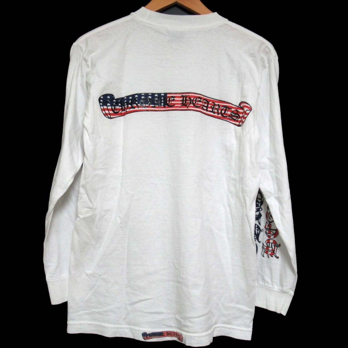 美品 CHROME HEARTS クロムハーツ 星条旗ロゴ プリント 長袖 Tシャツ 